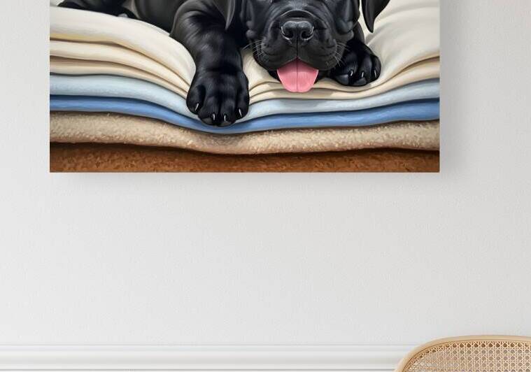 Tired Cane Corso Puppy Resting On Blankets by Puppy Prints