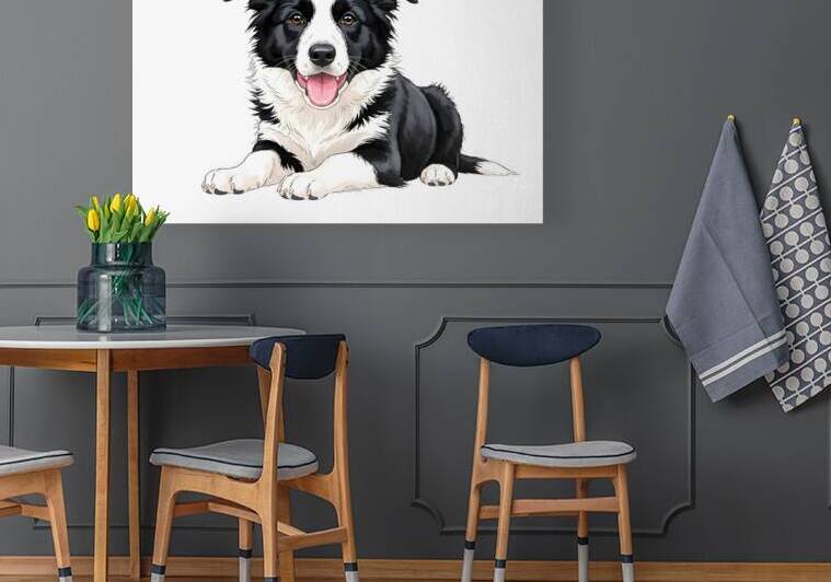 Happy Border Collie Puppy Enjoys Well Deserved Reward by Puppy Prints
