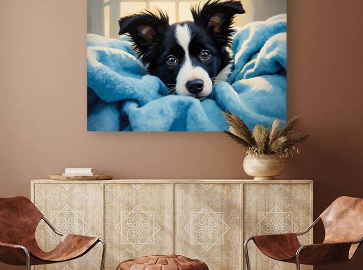 Border Collie Puppy Discovers Cozy Blanket Fort by Puppy Prints