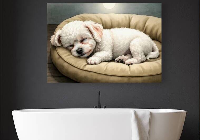 Bichon Frise Puppy Dreams Peacefully by Puppy Prints