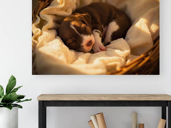 German Shorthaired Pointer Puppy Dreams Peacefully by Puppy Prints