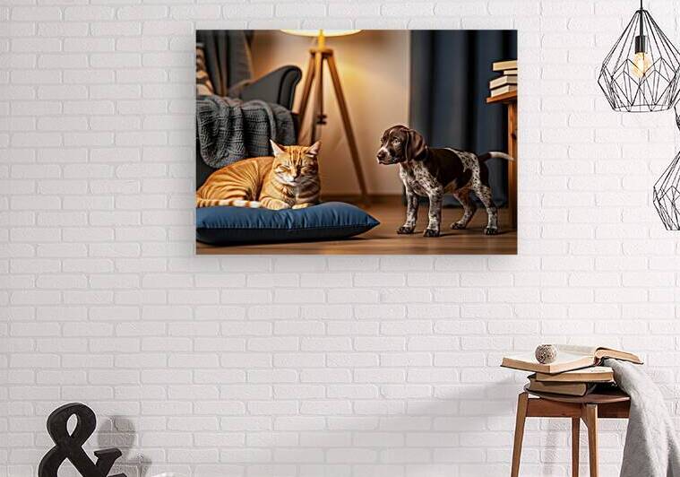 German Shorthaired Pointer Puppy Meets Sleepy Cat by Puppy Prints