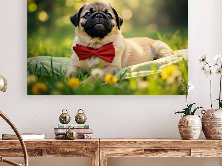 Pug Puppy Relaxes After Fun Day by Puppy Prints