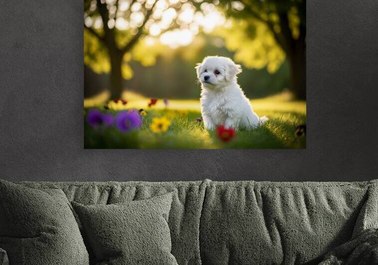 Bichon Frise Puppy Exploring The Garden Alone by Puppy Prints