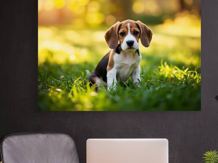 Beagle Puppy Senses Something Strange Behind Him by Puppy Prints