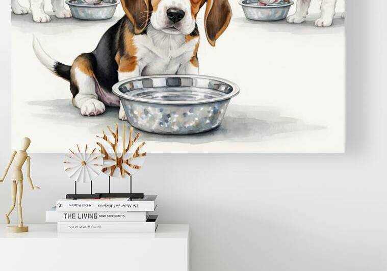 Beagle Puppy Satisfied After Drinking Water by Puppy Prints