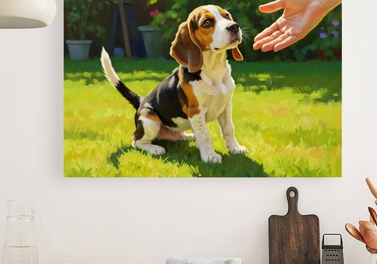 Beagle Puppy Meets New Friend by Puppy Prints