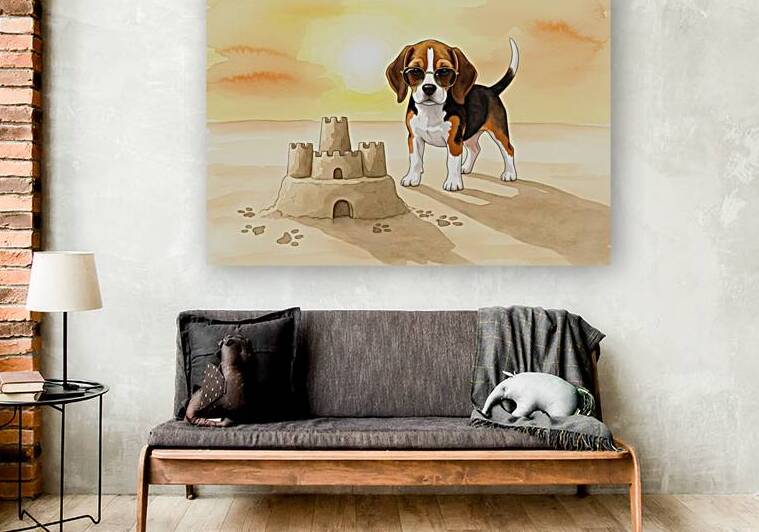 Beagle Puppy Shows Off Sandcastle Creation by Puppy Prints