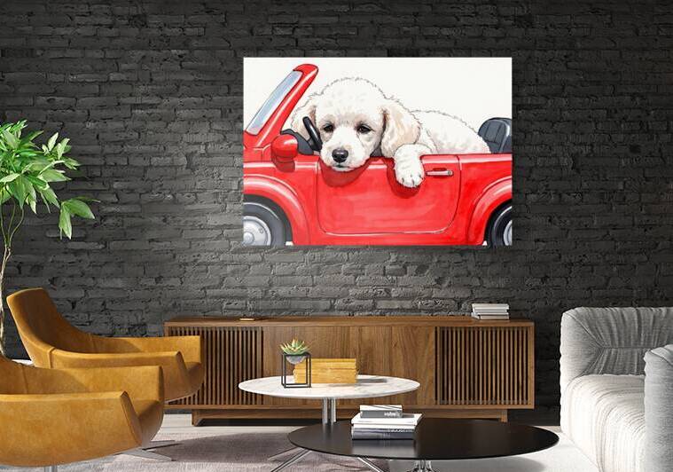 Sleepy Poodle Puppy Rests After Exciting Car Adventure by Puppy Prints