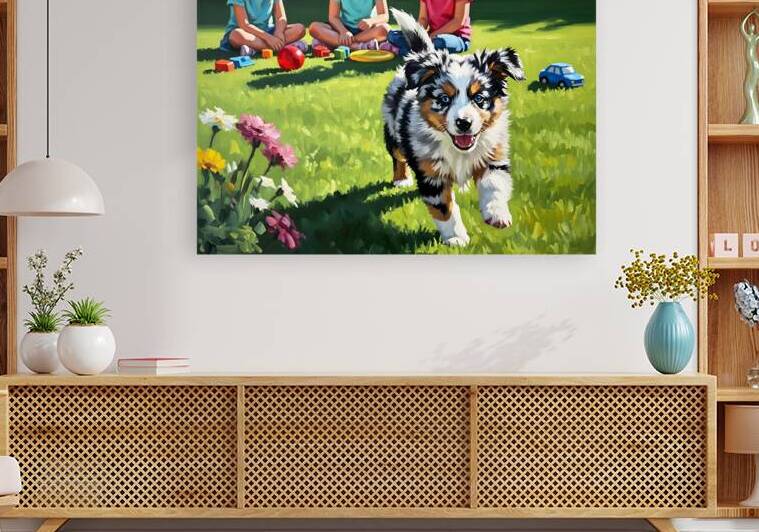Australian Shepherd Puppy Meets New Friends by Puppy Prints