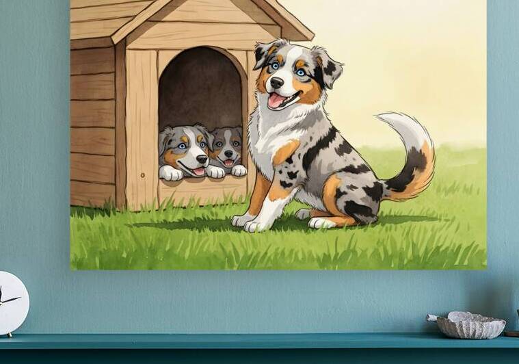 Happy Australian Shepherd Puppy Free From Crowded House by Puppy Prints