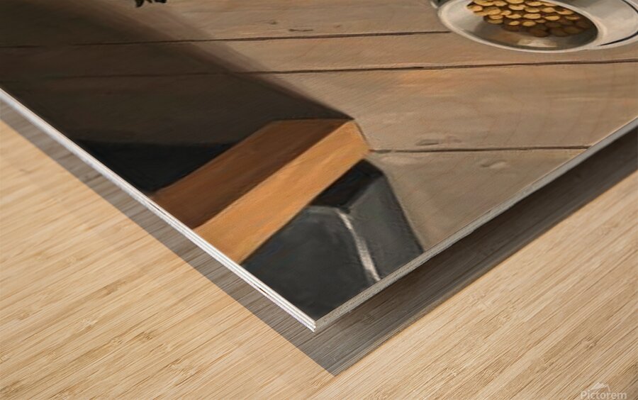 Brown Yorkshire Terrier Puppy With Overturned Food Bowl Wood print