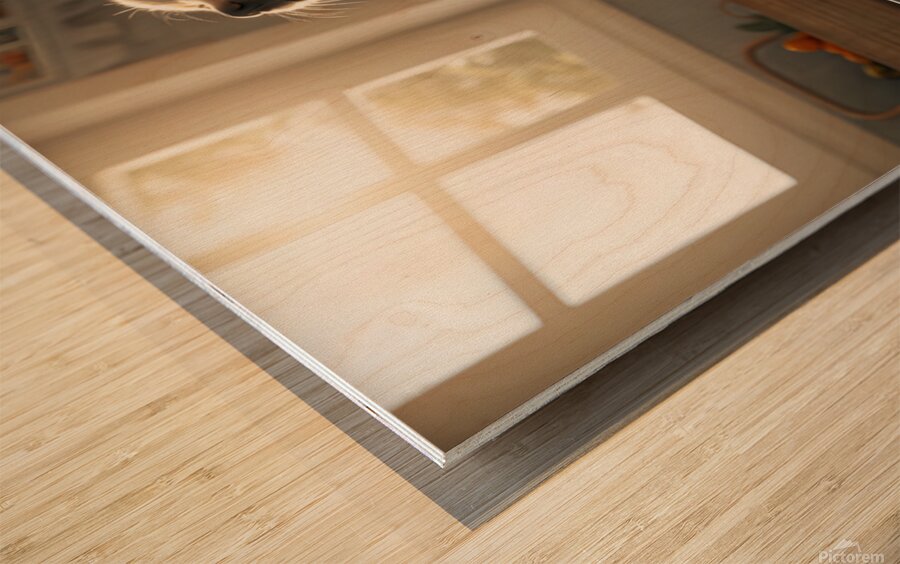 Golden Retriever Puppy Discovers Empty Food Bowl Wood print