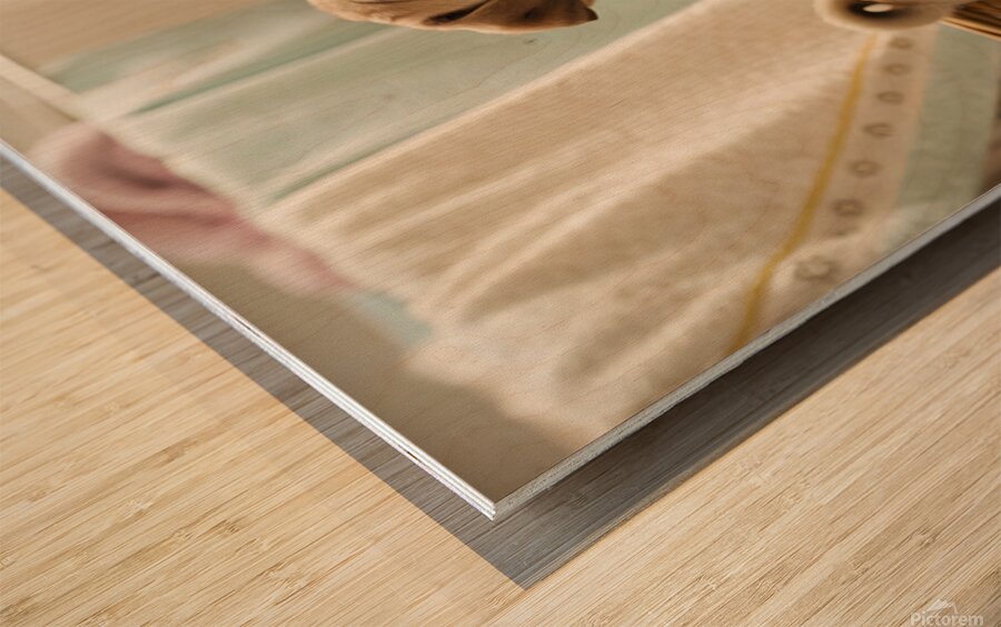 Pug Puppy Discovers Cozy Laundry Basket Wood print