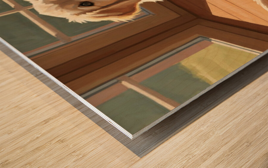 Golden Retriever Puppy Sits Alert And Ready For Adventure Wood print