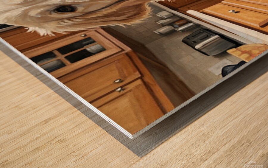 Golden Retriever Puppys Kitchen Discovery Wood print