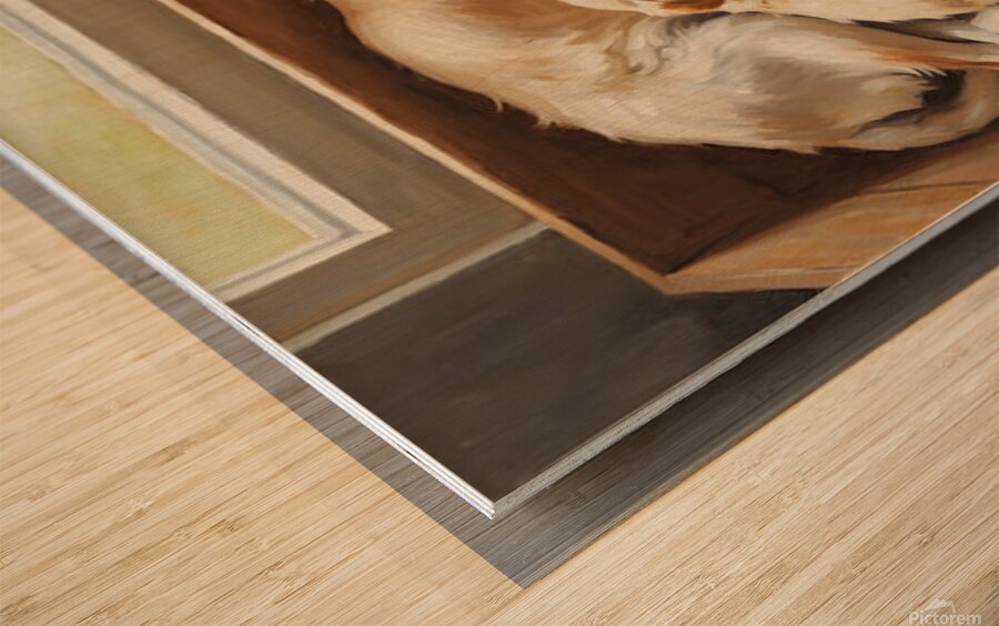 Golden Retriever Puppy Finds Comfort With Mother Wood print