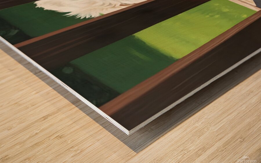 White Bichon Frise Puppy Peeking Through Wooden Fence Wood print