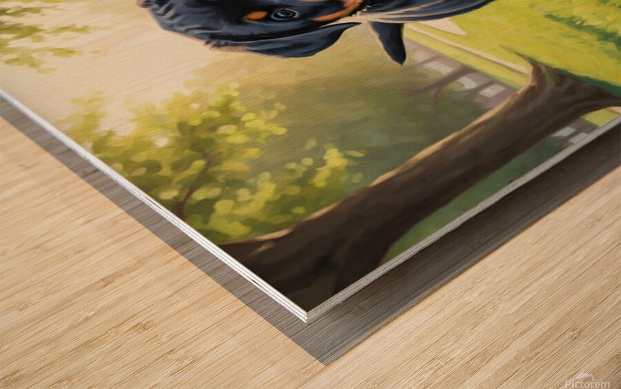 Young Rottweiler Puppy Explores The Park Alone Wood print