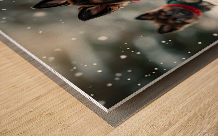 German Shepherd Puppys First Snow Day Adventure Wood print