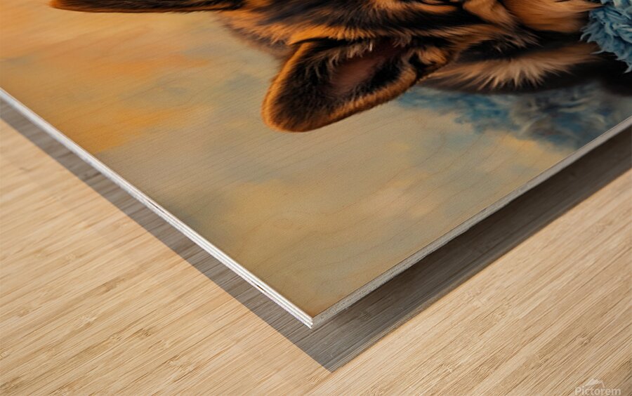 German Shepherd Puppy Snuggles With Golden Friend Wood print