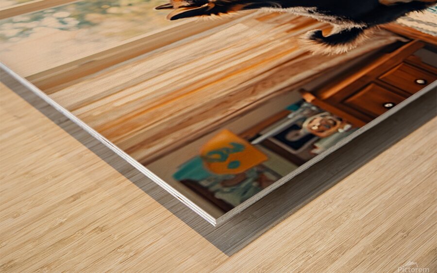 German Shepherd Puppy Meets Big Golden Friend Wood print