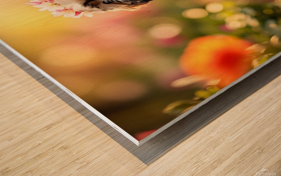 Shih Tzu Puppy Sits Proudly Wearing Flower Crown Wood print