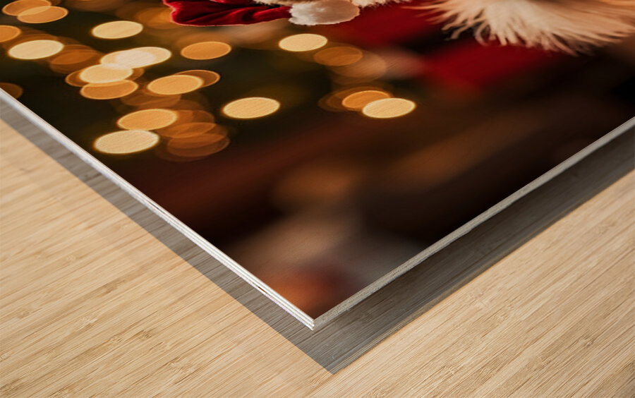 Pomeranian Puppy In Festive Christmas Outfit Wood print