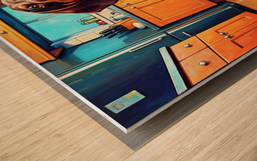 Happy Dachshund Puppy After Getting Delicious Treat Wood print