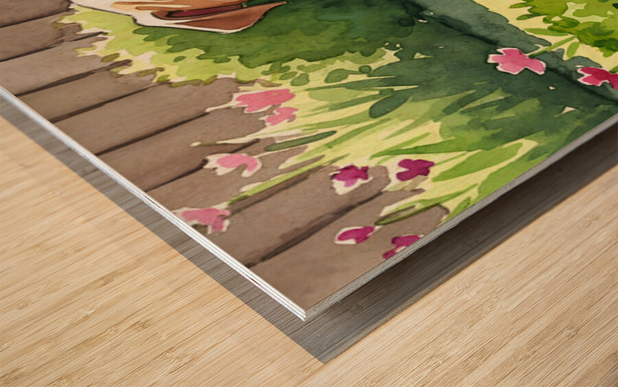 Bulldog Puppy Explores The Garden Alone Wood print