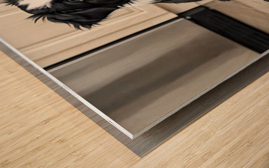 Border Collie Puppy Anticipates Delicious Treat Wood print