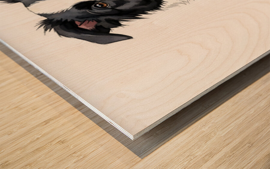 Happy Border Collie Puppy Enjoys Well Deserved Reward Wood print
