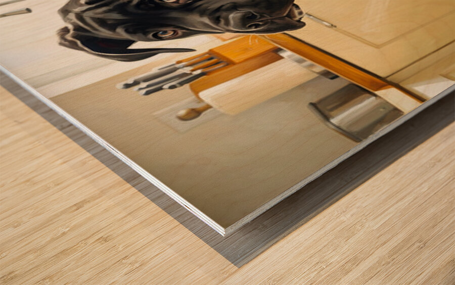 Alert Cane Corso Puppy Listens For Dinner Wood print