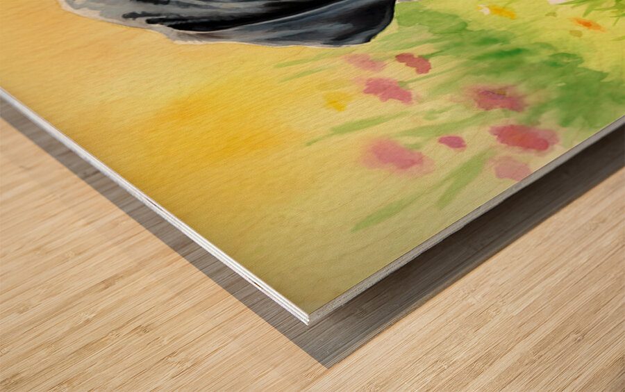 Sleepy Cane Corso Puppy Yawns In Garden Wood print