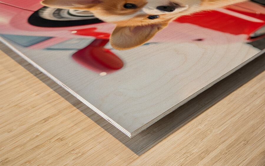 Clean Corgi Puppy After Successful Car Wash Wood print