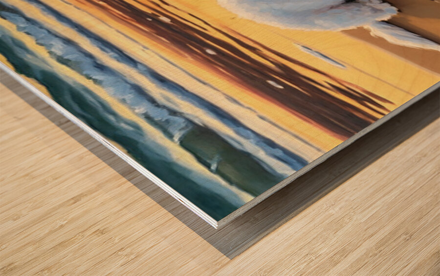 Content Bichon Frise Puppy Rests On Beach Wood print