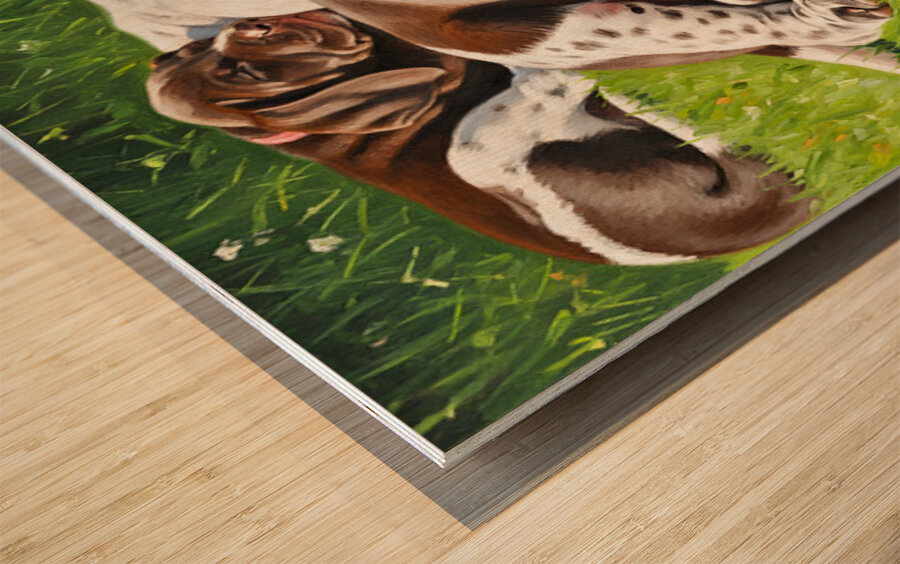 Tired German Shorthaired Pointer Puppy After Playing Wood print