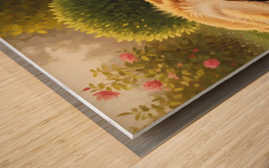 Sleepy Puppy Rests Safely Between Big Dogs Protective Paws Wood print