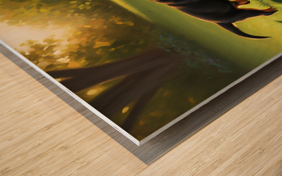 Rottweiler Puppy Meets Big Golden Friend In Garden Wood print