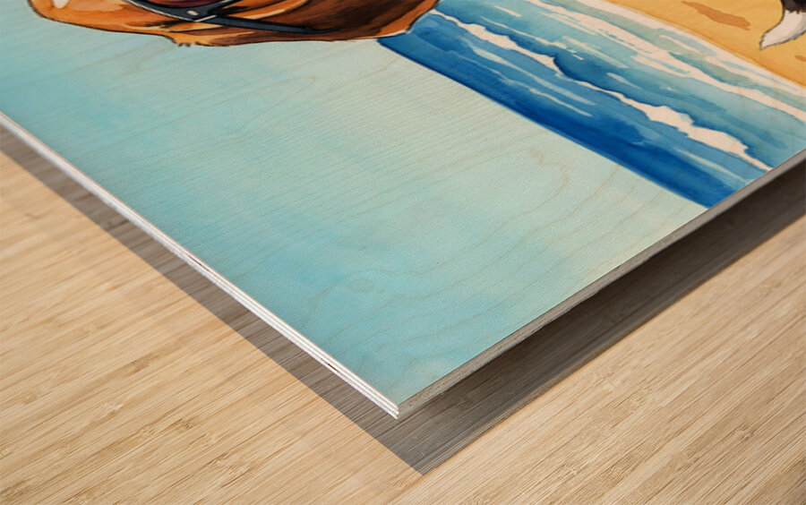 Beagle Puppy Gets Ready For Beach Adventure Wood print