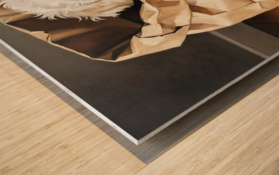 Poodle Puppy Discovers A Paper Bag Adventure Wood print