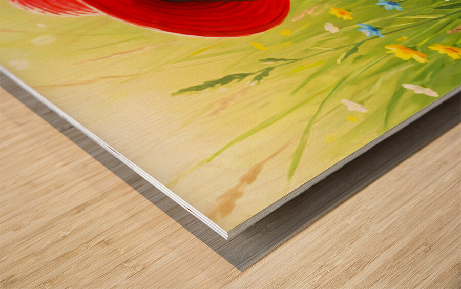 Dachshund Puppy Discovers A Giant Red Hat Wood print