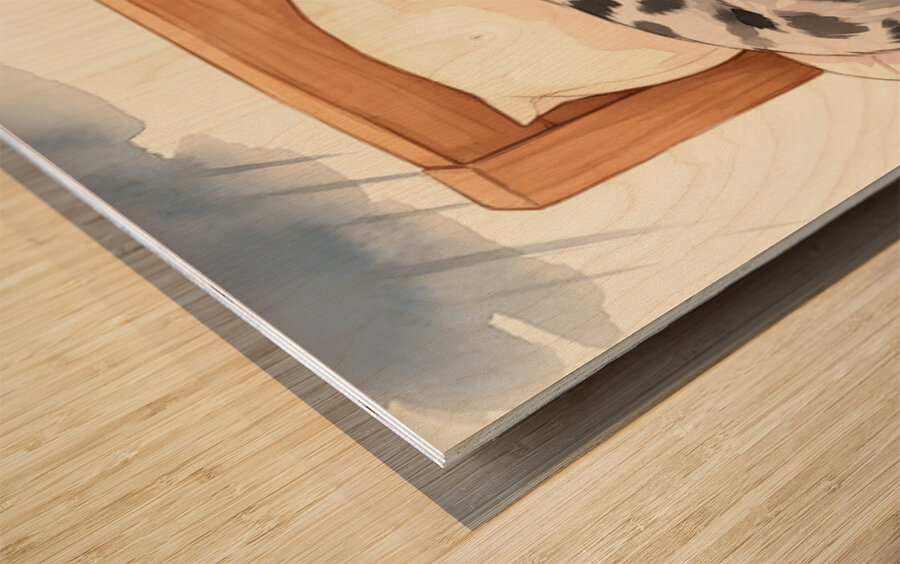 Sleepy Australian Shepherd Puppy Rests After Storm Wood print