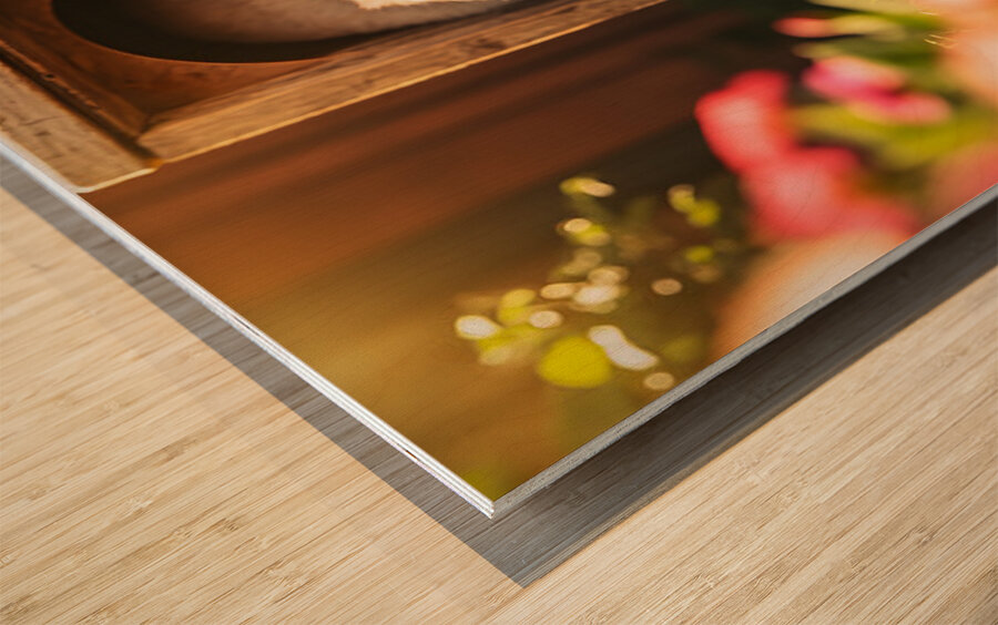 Happy Puppy Celebrates His Cat Flap Adventure Wood print