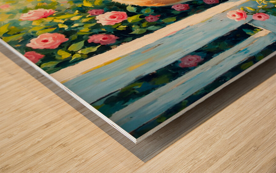 Happy Labrador Retriever Puppy Emerging From Behind Brick Wall Wood print