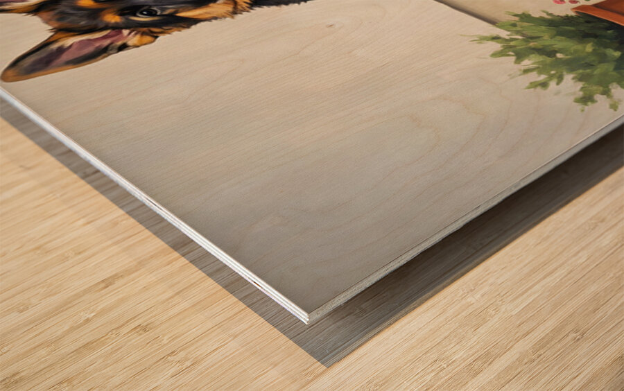 Sleepy German Shepherd Puppy In Car Wood print