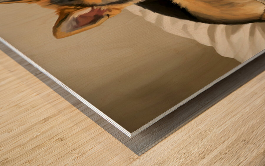 German Shepherd Puppy Snuggles With Cat Friend Wood print