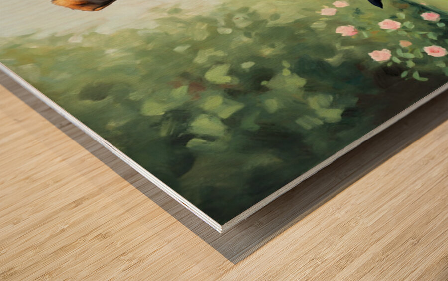 German Shepherd Puppy Reaches Top Of Puppy Pyramid Wood print