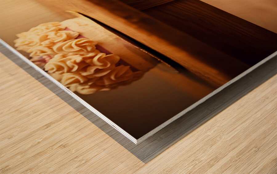 French Bulldog Puppy Discovers Birthday Cake Wood print