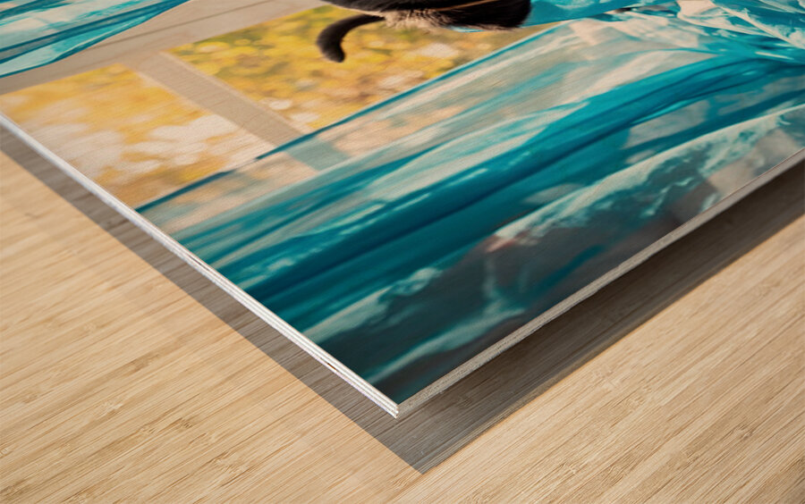 Brave Rottweiler Puppy Sits Confidently By Green Curtains Wood print